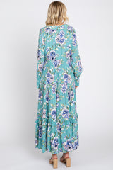 Jade Floral Smocked Ruffle Neck Maxi Dress