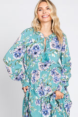 Jade Floral Smocked Ruffle Neck Maxi Dress