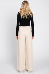 Beige Basic Wide Leg Lounge Pants