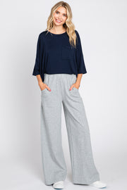 Heather Grey Basic Wide Leg Lounge Pants