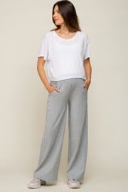 Heather Grey Basic Wide Leg Maternity Lounge Pants