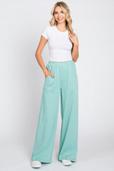 Mint Green Basic Wide Leg Lounge Pants