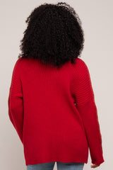 Red Contrast Stitch Turtleneck Sweater