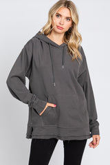 Charcoal Cowl Neck Maternity Hooded Sweatshirt