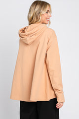 Camel Cowl Neck Hooded Sweatshirt