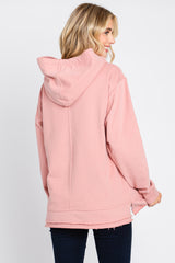 Mauve Raw Hem Hooded Sweatshirt