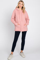 Mauve Raw Hem Hooded Sweatshirt