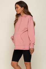 Mauve Raw Hem Maternity Hooded Sweatshirt