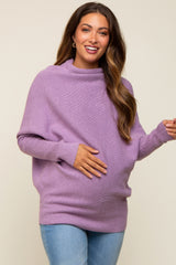 Lavender Funnel Neck Dolman Sleeve Maternity Sweater