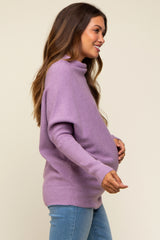 Lavender Funnel Neck Dolman Sleeve Maternity Sweater