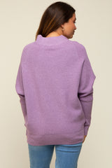 Lavender Funnel Neck Dolman Sleeve Maternity Sweater