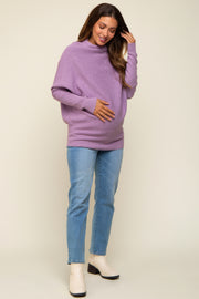 Lavender Funnel Neck Dolman Sleeve Maternity Sweater