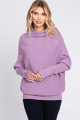 Lavender Funnel Neck Dolman Sleeve Maternity Sweater