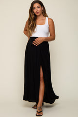 Black Side Slit Maternity Maxi Skirt