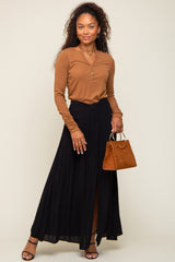 Black Side Slit Maternity Maxi Skirt