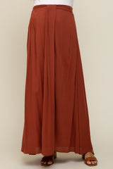 Rust Side Slit Maternity Maxi Skirt