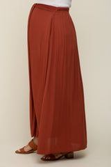 Rust Side Slit Maternity Maxi Skirt