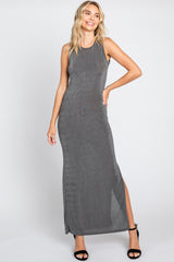 Charcoal Side Slit Midi Dress