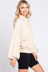 Beige Collared Button Pullover