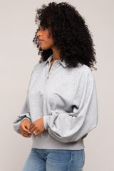 Grey Collared Button Pullover