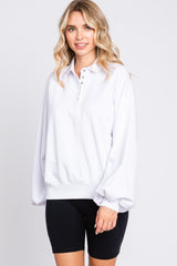 Ivory Collared Button Pullover