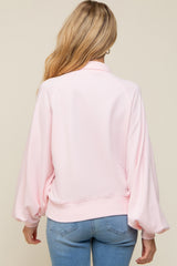 Pink Collared Button Maternity Pullover