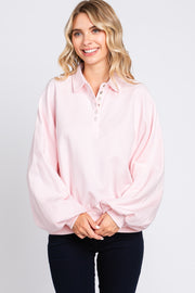 Pink Collared Button Pullover