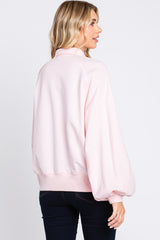 Pink Collared Button Pullover