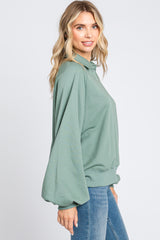 Sage Collared Button Pullover