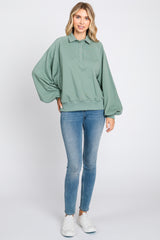 Sage Collared Button Pullover