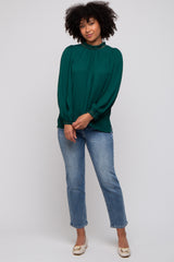 Forest Green Ladder Embroidered Long Sleeve Maternity Blouse