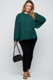 Forest Green Crochet Trim Maternity Plus Blouse