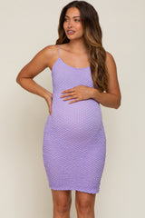 Lavender Texture Knit Maternity Dress