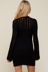 Black Ladder Knit Long Sleeve Maternity Dress