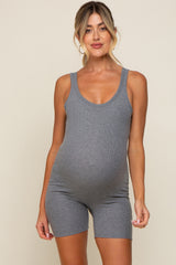 Charcoal Sleeveless Ribbed Maternity Bodysuit