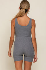 Charcoal Sleeveless Ribbed Maternity Bodysuit