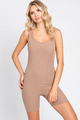 Taupe Sleeveless Ribbed Maternity Bodysuit