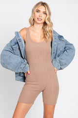 Taupe Sleeveless Ribbed Bodysuit