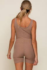 Taupe Sleeveless Ribbed Maternity Bodysuit