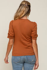 Rust Puff Sleeve Maternity Top