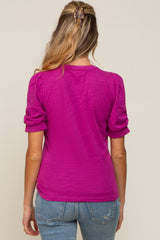 Fuchsia Puff Sleeve Maternity Top