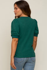 Hunter Green Puff Sleeve Maternity Top