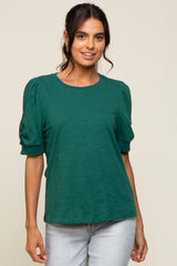 Hunter Green Puff Sleeve Top