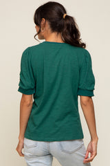 Hunter Green Puff Sleeve Top