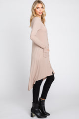 Beige Button Front Knit Cardigan