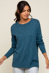 Teal Knit Long Sleeve Top