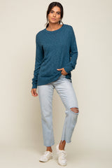 Teal Knit Long Sleeve Top