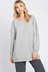 Heather Grey Knit Long Sleeve Top