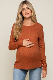 Rust Knit Long Sleeve Maternity Top