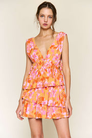 Orange Floral Mini Dress